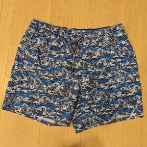 Blue Wave Pattern Men's Swim Shorts
